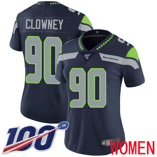 Seattle Seahawks Limited Navy Blue Women Jadeveon Clowney Home Jersey NFL Football #90 100th Season Vapor Untouchable